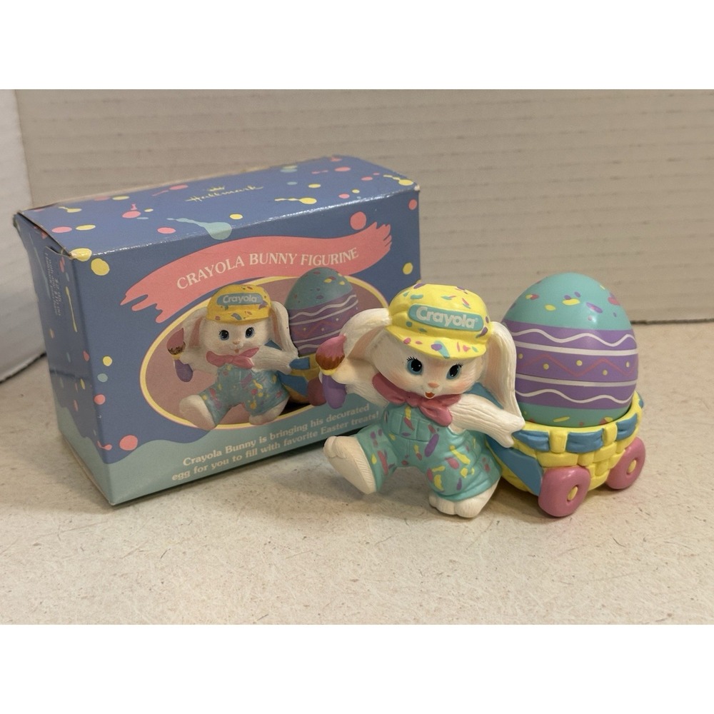 Vintage 1990 Hallmark Crayola Bunny Figurine Easter Decoration In Original Box